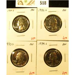 Group of (4) PROOF Washington Quarters, 1971-S, 1972-S, 1973-S, 1974-S, group value $20