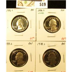 Group of (4) PROOF Washington Quarters, 1976-S, 1976-S 40% silver, 1977-S, 1978-S, group value $23