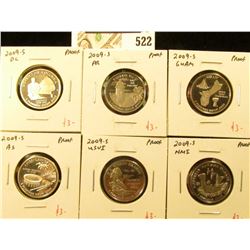 Group of (6) PROOF Washington Quarters, all 6 of the 2009-S Territory Quarters, group value $18