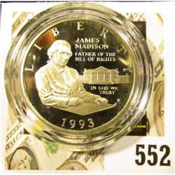 1993-S Silver Bill of Rights Commemorative Half Dollar, PROOF, value $15