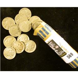 Full Roll of Old U.S. Buffalo Nickels in a plastic tube.