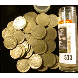 (40) Old well-circulated Buffalo Nickels, most appear to be dateless.