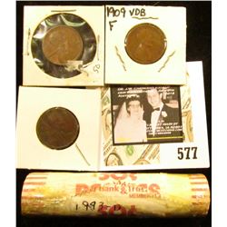 1993 D Solid Date Roll of BU Lincoln Cents; (2) 1909 P & (1) 1909 P VDB Lincoln Cents.