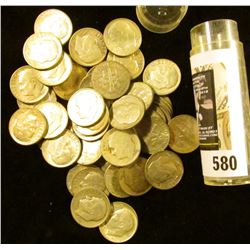 Roll of (50) Old Silver Roosevelt Dimes in a plastic tube.