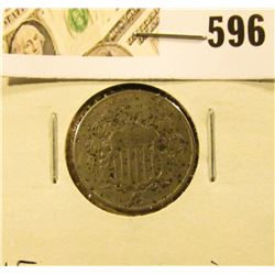 1868 Shield Nickel, VF, corrosion.