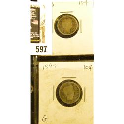 1893 P & 1897 P Barber Dimes, Good.