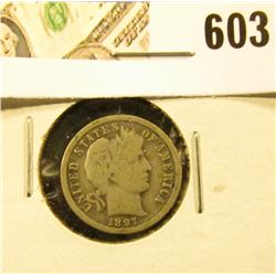 1897 O Barber Dime, VG, scratches.