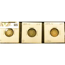 Barber Dime lot: 1899 P, 1899 O G, & 1899 S G/AG.