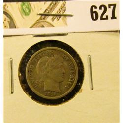 1910 P Barber Dime, VF.