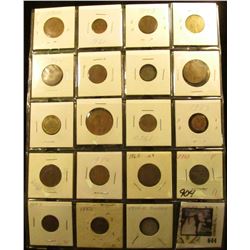 (14) Mixed Foreign Coins; 1865 U.S. Two Cent Piece VG; 1869 & 1882 Shield Nickel; 1917 S Cent; & 14 