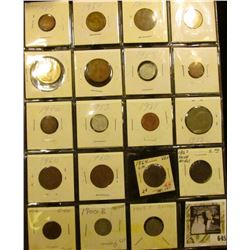 (14) Mixed Foreign Coins; 1864 LM U.S. Two Cent Piece VG;1867 Shield Nickel; 1912 P Cent; 1900 S & 0