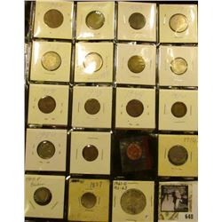 (15) Mixed Foreign Coins & Medals; 1916 P Buffalo Nickel; 1907 P Barber Dime; 1857 Seated Dime (dama