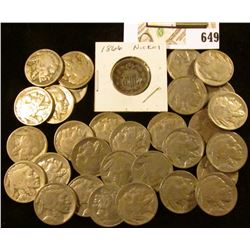 (30) Old Buffalo Nickels; & 1866 Shield nickel.