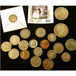 1954 S & 85 P Cents; 1897, 1901, 1905, (4) 46P, & (2) 46D U.S. Nickels; (5) Barber Dimes including a