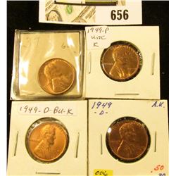 1937 P, 49 P, & (2) 49 D Lincoln Cents. All BU to Gem BU.