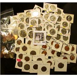 (76) Mixed date Indian head & Lincoln Cents, some loose; (3) Liberty Nickels; & (42) Washington Quar