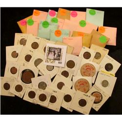 (39) various date Jefferson nickels in coin envelopes; (2) "Molly's Café Ottumwa, Ia." wooden Nickel
