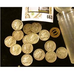 (15) 1930's era Mercury Dimes & an Ottumwa (Iowa)Transit Token.