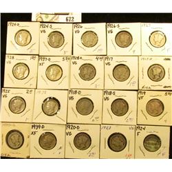 1917P, D, S, 18D, S, 19P, D, 20D, 23P, 24P, D, S, 25P, 26P, S, 27P, 28P, D, 37D, & 39D Mercury Dimes
