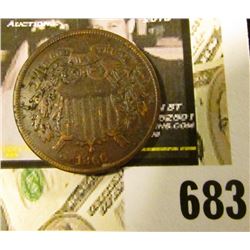 1866 U.S Two Cent Piece, VF with some dark spots.