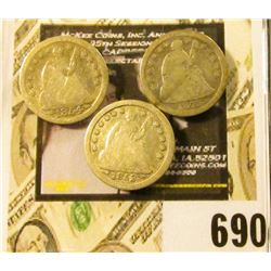 1843 P, 1853 O Arrows at Date, & 1854 Arrows at date U.S. Seated Liberty Half Dimes.