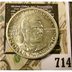 1951 P Booker T. Washington Silver Commemorative Half Dollar, Brilliant Uncirculated.
