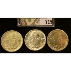 1947 P, D, & S Booker T. Washington Silver Commemorative Half Dollar Set, Brilliant Uncirculated.