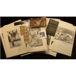 Large group of old black & white Photo booklets with historical Iowa Photos; leather wallet embossed