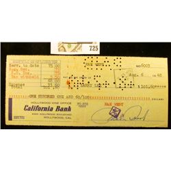 August 6, 1948 "Hollywood. Vine Office California Bank 6263 Hollywood Boulevard Hollywood, Cal. hole