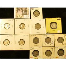 1921P, 29D, 31S, 36P, D, 39P, S, 40D, 43P, D, 44D, S, & 45S Mercury dimes.