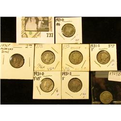 1921D, 29D, 31D, (2) 31S, 35P, & (2) 36P Mercury dimes.