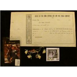 1850 era unissued Stock Certificate from "Office of the Iowa Central Air Line Rail Road Company"; an