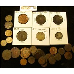 Cull Coin lot: (7) U.S. Large Cents; (32) Indian Head Cents; (2) Two Cent Pieces; (2) Three Cent Nic