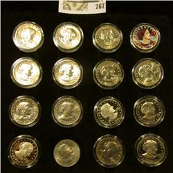 Felt Tray of (16) Susan B. Anthony Dollars including 1999 P Proof, 1979S, 80S, & 81S Proofs and a co