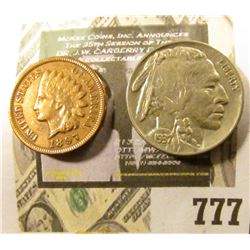 1937 P High Grade Buffalo Nickel, Full horn; & a high grade 1897 Indian Head Cent.