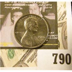 1986 D U.S. Lincoln Cent Error, no copper plating.