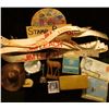 Image 1 : Copper miniature Western Hat; hand carved Impala from Africa; Porcelain Plate "Gold Castle Made in J
