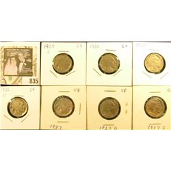 1929S, 30P, 35P, 36D, 37P, D, & S Buffalo Nickels. G-F.