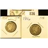 Image 1 : 1915 P & 1916 P U.S. Silver Barber Dimes.