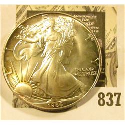 1986 U.S. Silver American eagle .999 Fine One-Ounce Dollar, BU.
