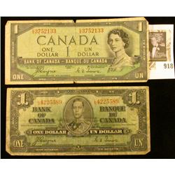 2 Bank of Canada $1 Currency - 1 1937 & 1 1954