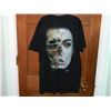 Image 2 : T-SHIRT - HEAVY COTTON  ROCK CHANG - GLOW IN DARK - HALF SKULL & HALF SKIN WITH RED EYES AND BARBED 