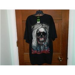 T-SHIRT - HEAVY COTTON  ROCK CHANG - GLOW IN DARK - SKULL WITH GREY HAIR - DOUBLE BEADED NOSE RING T