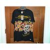 Image 1 : T-SHIRT - DON ED HARDY - WITH COLORED JEMS ATTACHED - "LUCKY" SKULL WITH BAMBOO AND FLOWERS - "ED HA