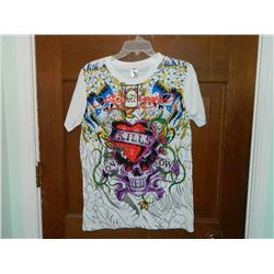 T-SHIRT - ED HARDY - WITH COLORED JEMS ATTACHED - "ED HARDY BY CHRISTIAN AUDIGER" - "LOVE KILLS LOVE