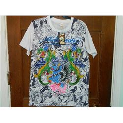 T-SHIRT - ED HARDY - WITH COLORED JEMS ATTACHED - "ED HARDY BY CHRISTIAN AUDIGER" - PARATU" "SEMPER"