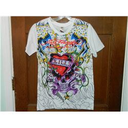 T-SHIRT - ED HARDY - WITH COLORED JEMS ATTACHED - "ED HARDY BY CHRISTIAN AUDIGER" - "LOVE KILLS SLOW