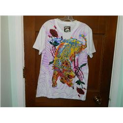 T-SHIRT - ED HARDY - WITH COLORED JEMS ATTACHED - "ED HARDY BY CHRISTIAN AUDIGER" - FALLING LEOPARD 