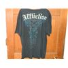 Image 2 : T-SHIRT -  AFFLICTION -SKULL WITH NATIVE FEATHER HEAD DRESS - XL