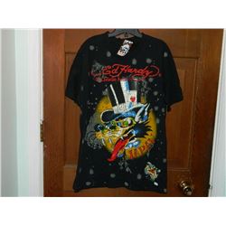 T-SHIRT - ED HARDY - WITH COLORED JEMS ATTACHED - "ED HARDY BY CHRISTIAN AUDIGER" - WOLF WITH LONG T